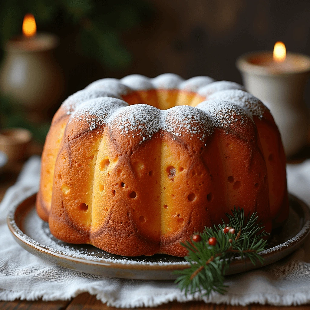 "Panettone artigianale con ricetta antica, appena sfornato e decorato con zucchero a velo."