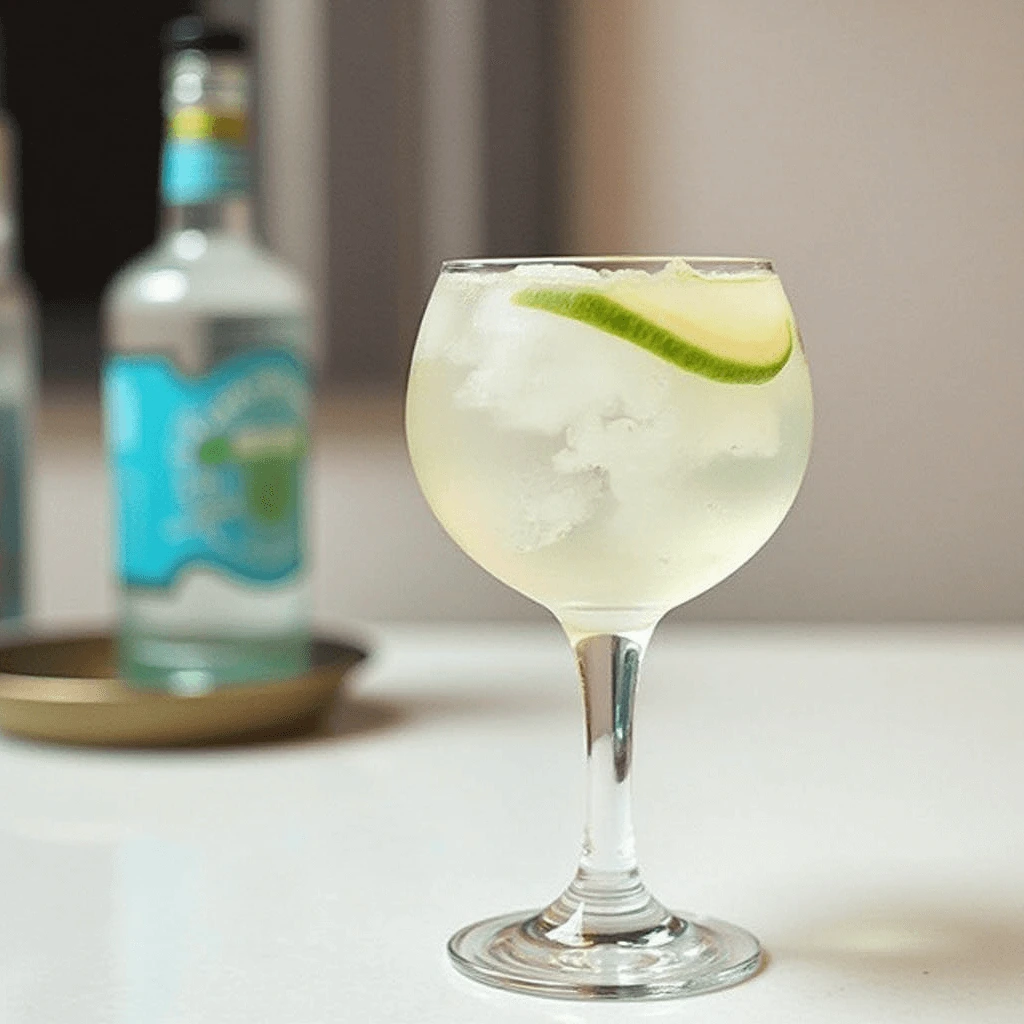 "Cocktail Gin Tonic perfettamente preparato con ghiaccio, lime e rametto di rosmarino."
