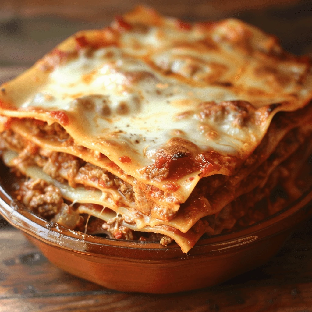 "Ricetta per la Lasagna classica: strati di pasta, ragù di carne, besciamella e mozzarella, con una crosta dorata e croccante."